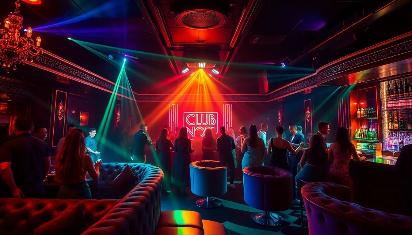 Dinner sxm atmosphere at Club Noir with vibrant lighting and energetic performances.