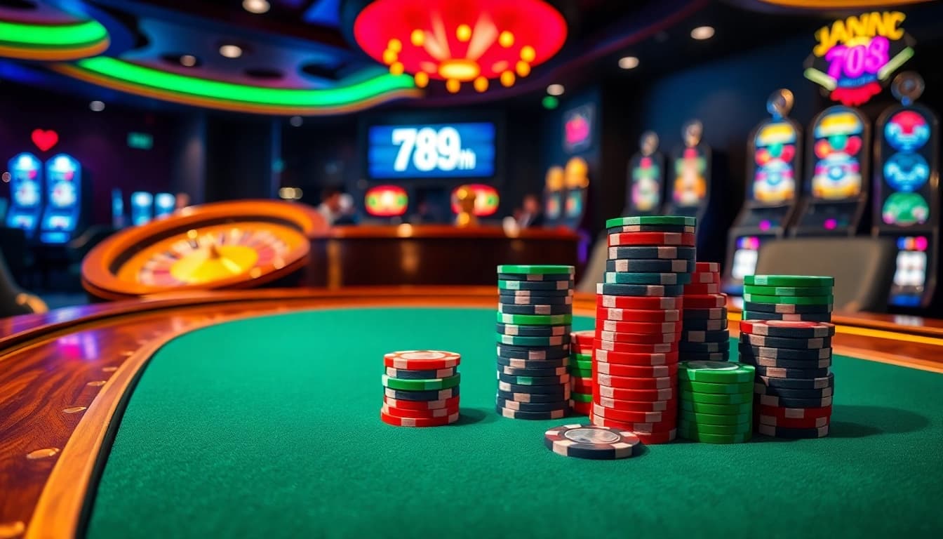 Action-packed casino scene illustrating players engaged in high-stakes poker at 789 win.