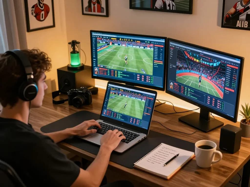 Soc88 user engaging with live sports betting interface and strategies at home