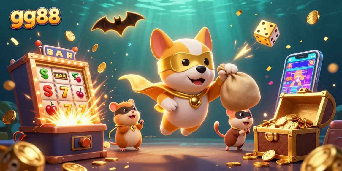 Play exciting games at gg88, where a superhero dog and hamster savor epic wins!