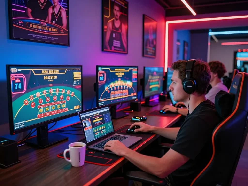 Engaged player exploring rik vip gaming options at modern online casino setup.