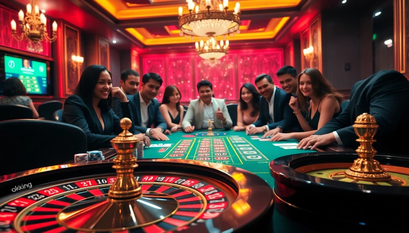 Experience the excitement of casino gaming with okking's thrilling atmosphere at the poker table.