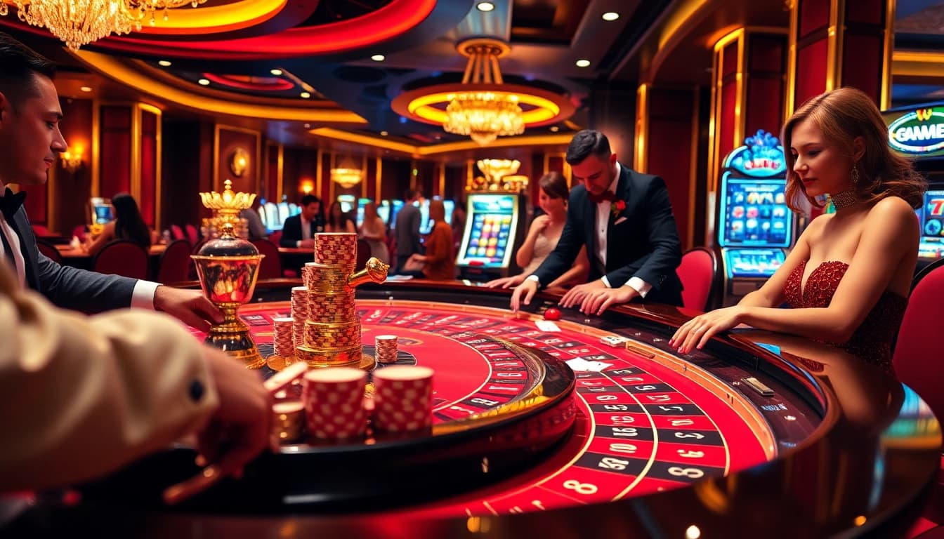 Engaging casino action at a roulette table on https:/cm88.bz/ with vibrant atmosphere and luxury.