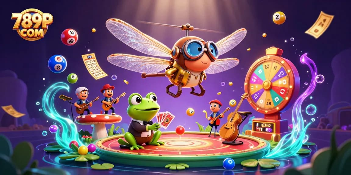 Experience thrilling gaming at 789P COM as dragonfly pilots and frog dealers enchant with lively casino magic.