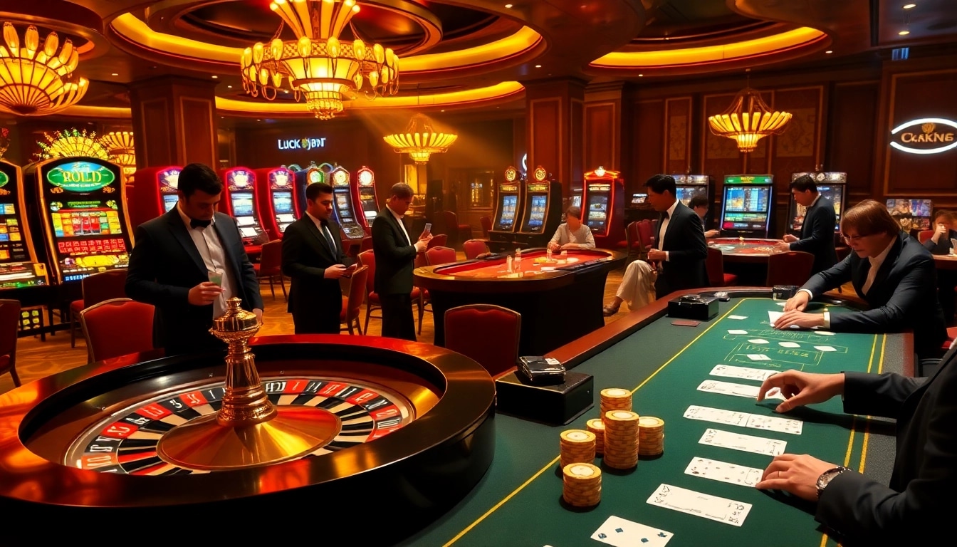Roulette excitement and vibrant gaming at https://luck8f.jpn.com/ showcasing stylish gamblers and dynamic betting action.