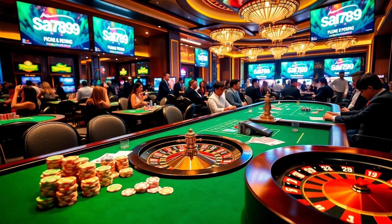 Sao789 offers an exciting online gaming experience with vibrant casino tables and engaging players.