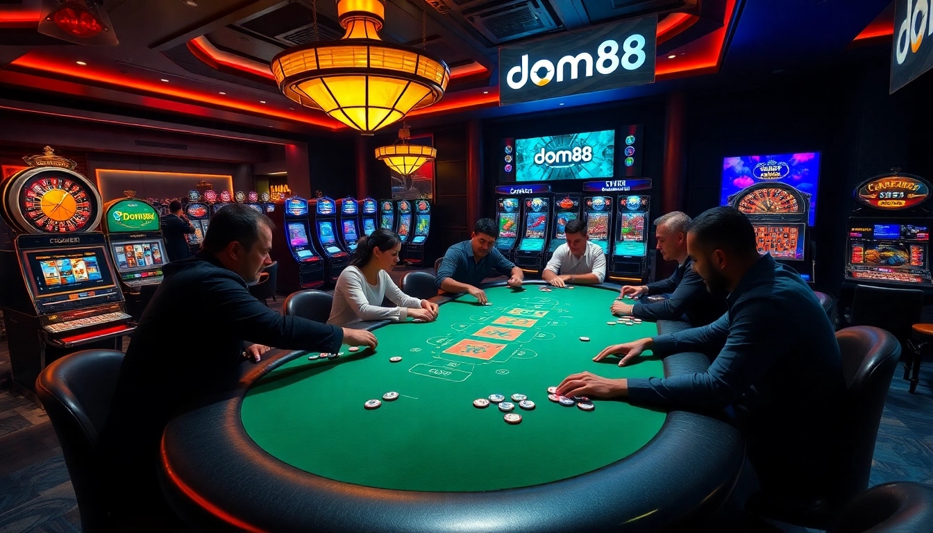 Engaging poker game at dom88.us.com, showcasing high-stakes excitement and luxury.