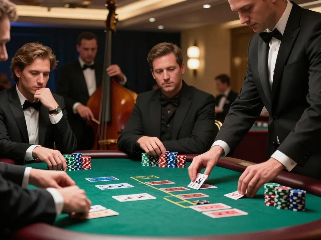 Players strategizing in a thrilling blackjack game at cm88 casino.