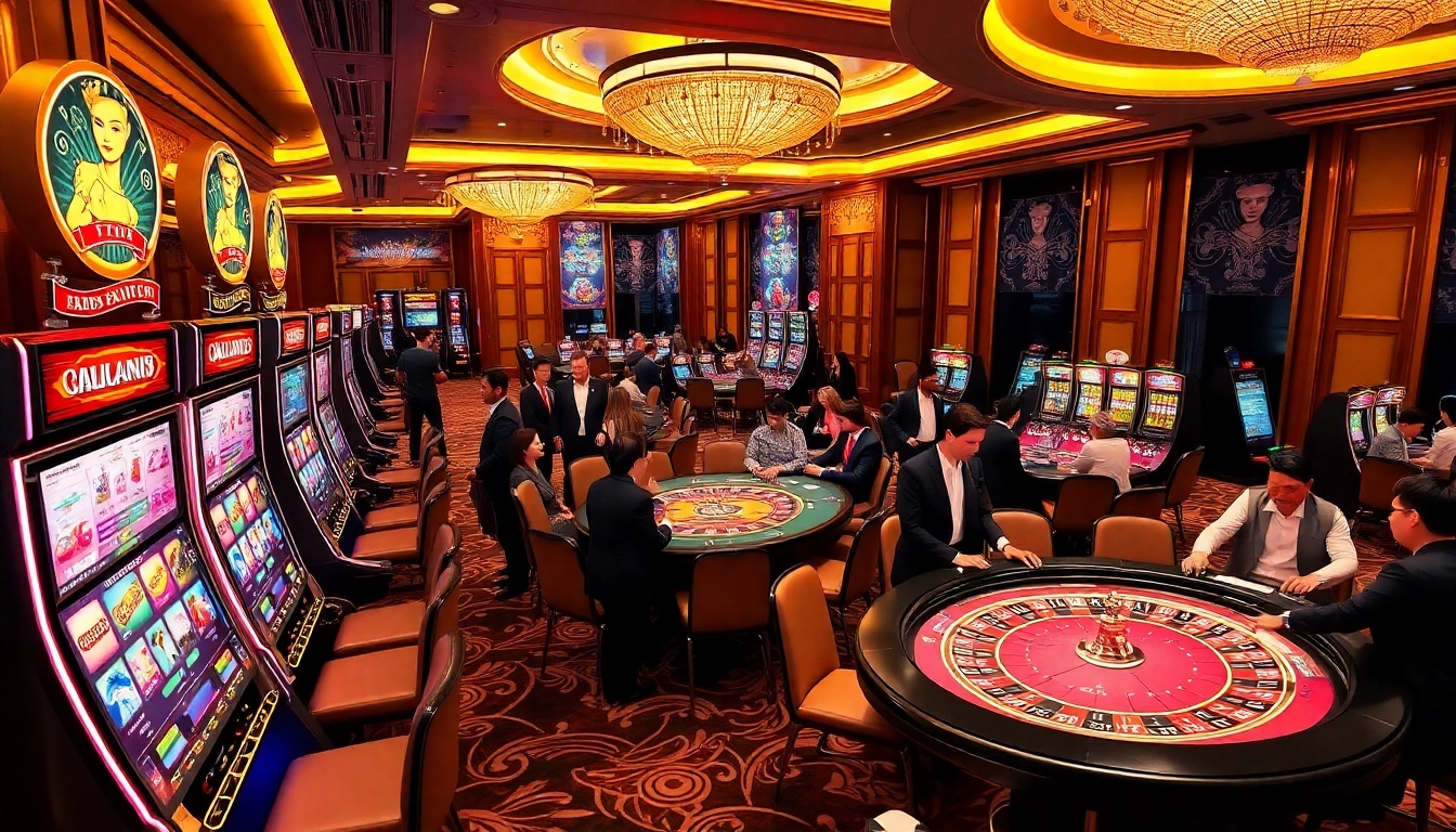 Experience the thrill of gambling at TX88 with players enjoying various games in a luxurious casino setting.