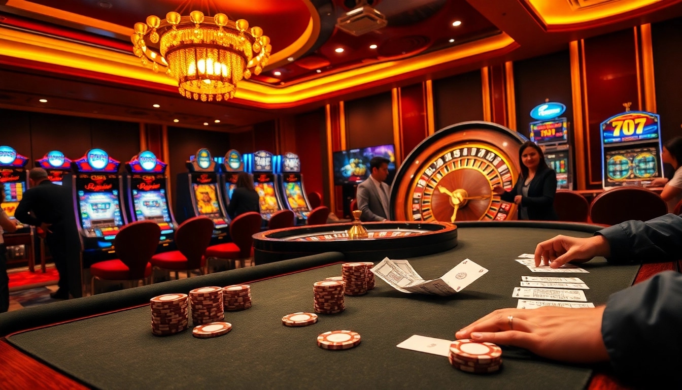 S8 casino experience with vibrant poker table, roulette wheel, and engaging players