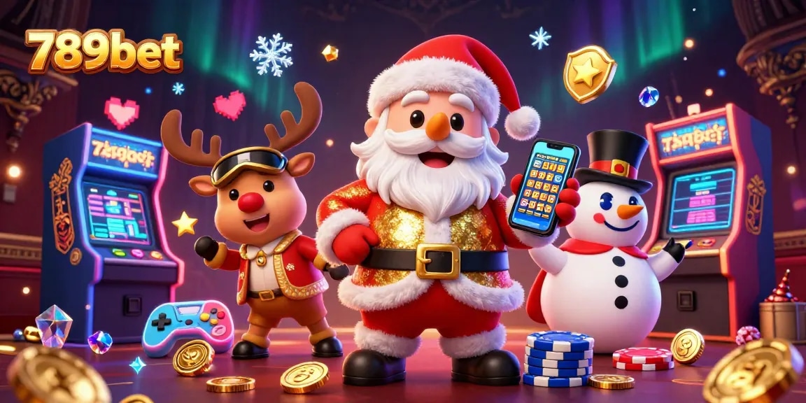 Experience the thrill of 789bet with festive characters enjoying jackpots in a vibrant casino.