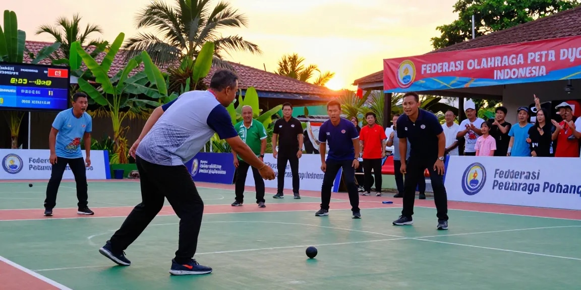 Engaging competitive moment at petanque court showcasing fopikotapalopo.org sports community in action.