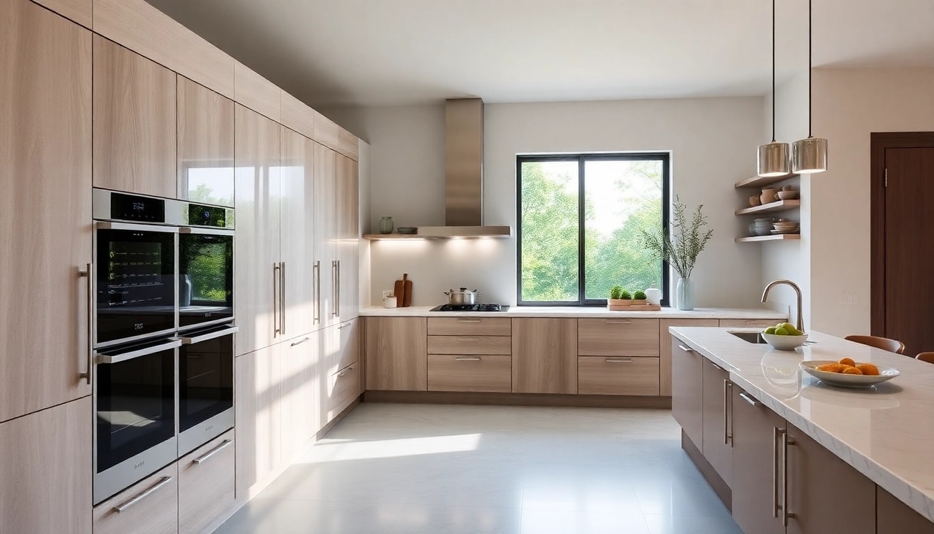 Explore уреди за вграждане in a stylish kitchen, highlighting sleek lines and modern functionality.