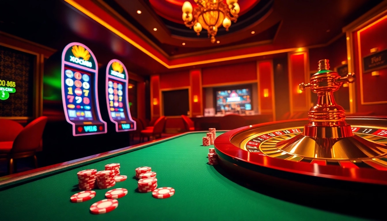 Experience dynamic online gambling at xocdia88 with vibrant casino graphics.
