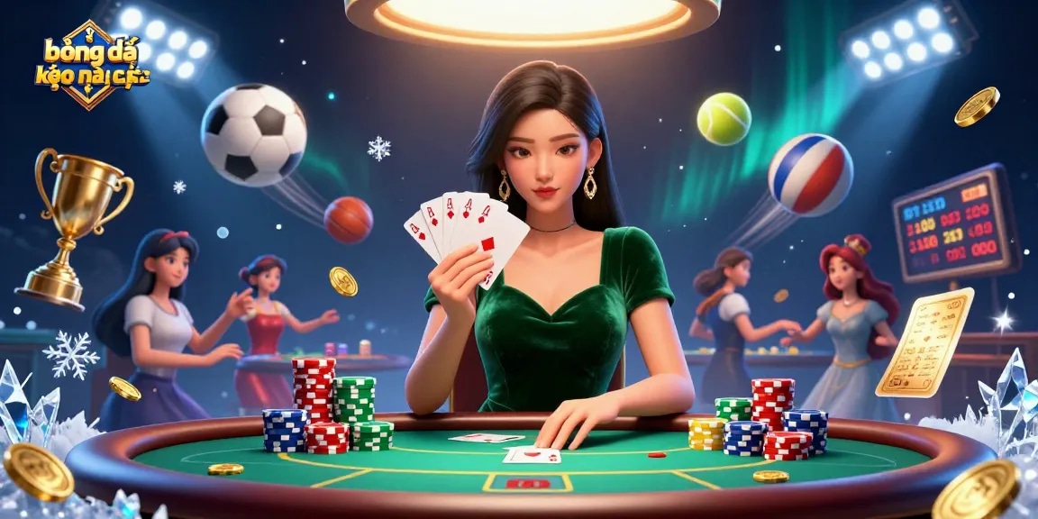 Bet on bóng đá kèo nhà cái while enjoying a photorealistic casino scene with sports elements.