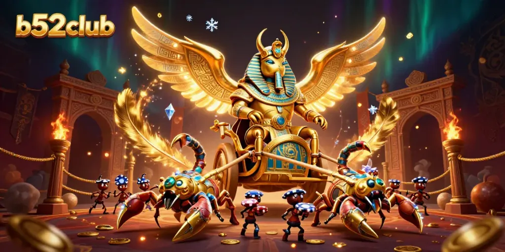 Engage in the vibrant world of b52club with 3D casino elements, colorful characters, and dynamic gambling action.