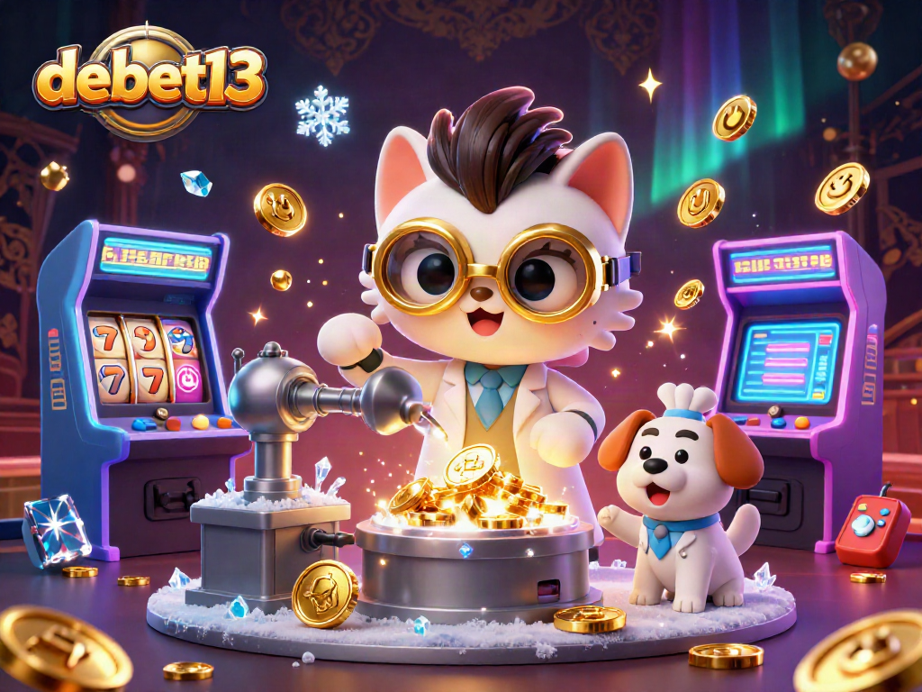 Experience thrilling gameplay with debet13's vibrant casino-themed illustration full of action and detail.