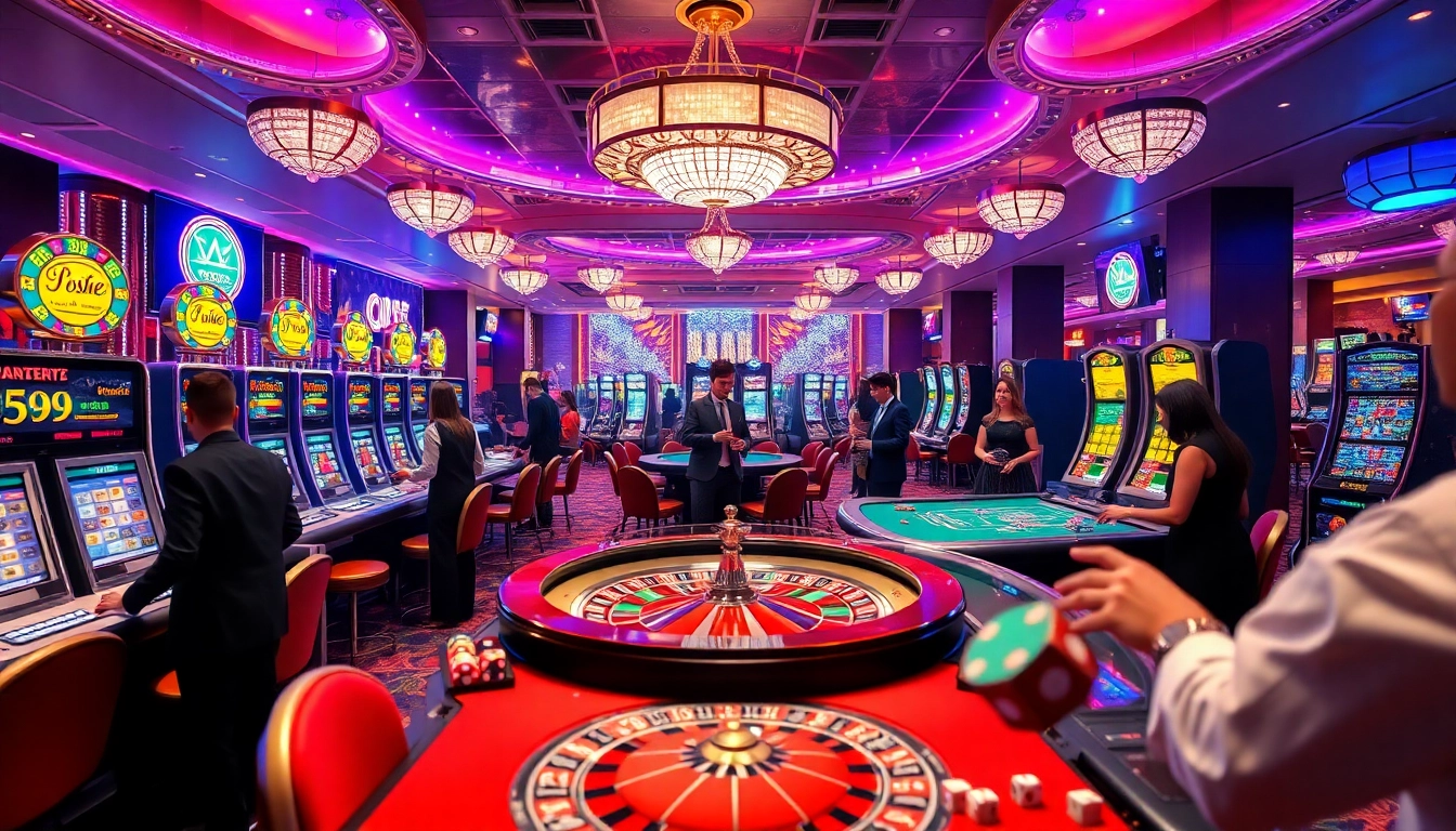 Players enjoying high-stakes games in a vibrant casino scene featuring 88i-inspired elements.
