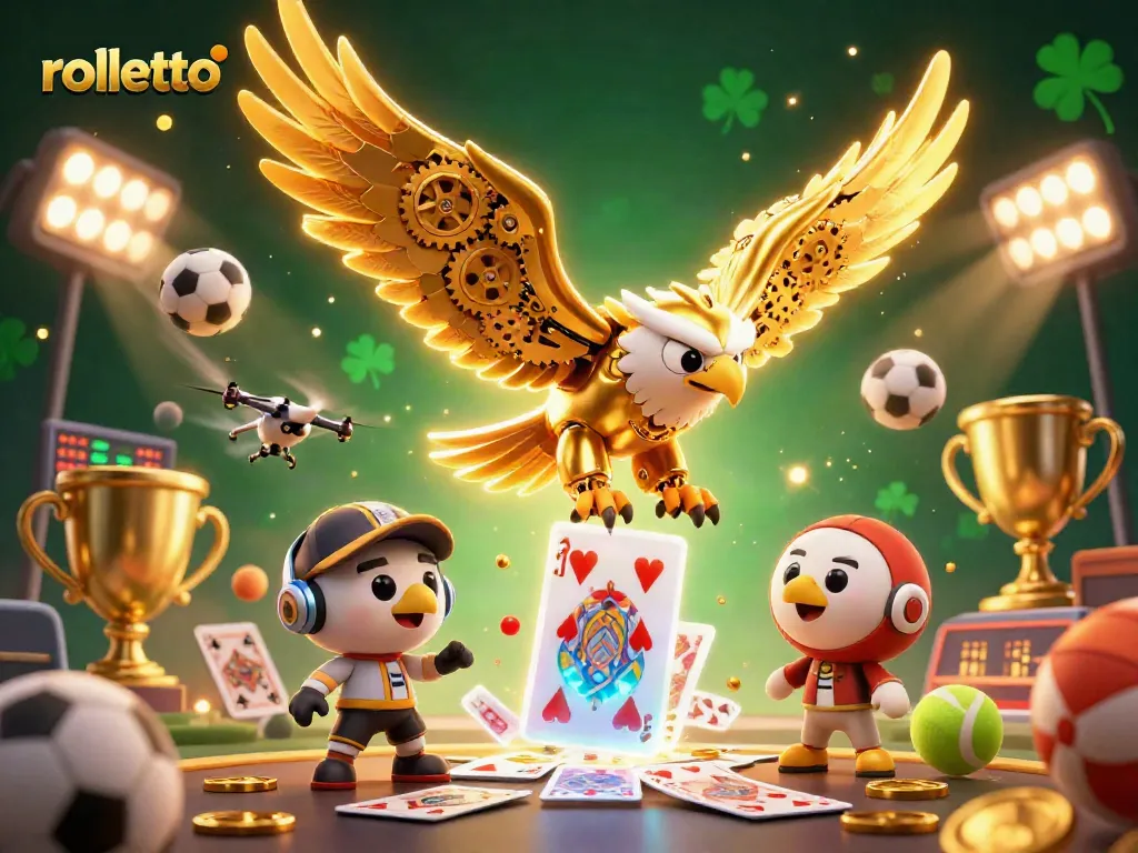 Experience thrilling rolls at rolletto with an exciting 3D casino scene featuring dynamic sports elements.