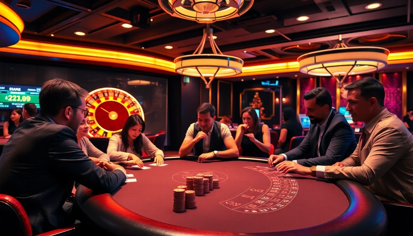 Engage in thrilling casino action with crush ai insights at a lively poker table featuring intense players and vibrant gameplay.