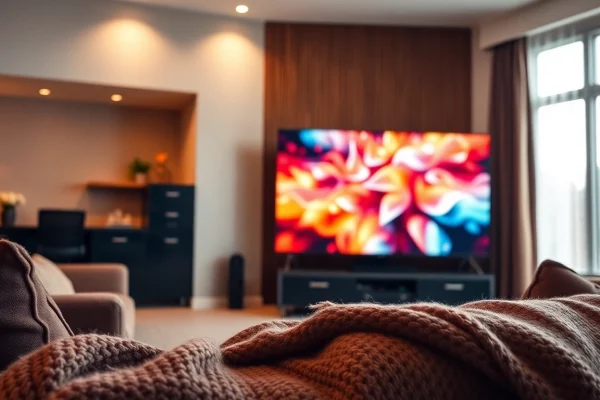 Envision a modern living room with an iron tv showcasing vibrant visuals.