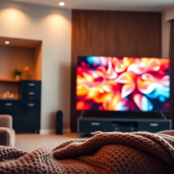 Envision a modern living room with an iron tv showcasing vibrant visuals.