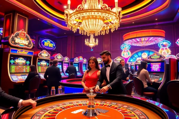 Excitement of gambling at a roulette table in a luxurious casino setting with elements from https://impactxoft.com.
