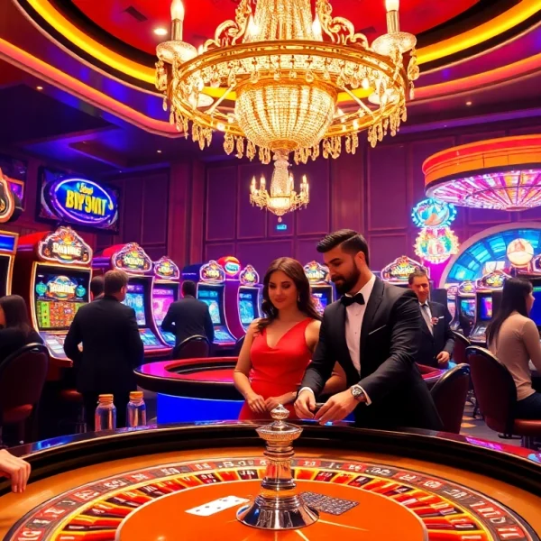 Excitement of gambling at a roulette table in a luxurious casino setting with elements from https://impactxoft.com.