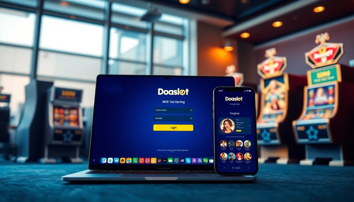 doaslot login interface showcased on a modern online gambling platform with vibrant colors and engaging design