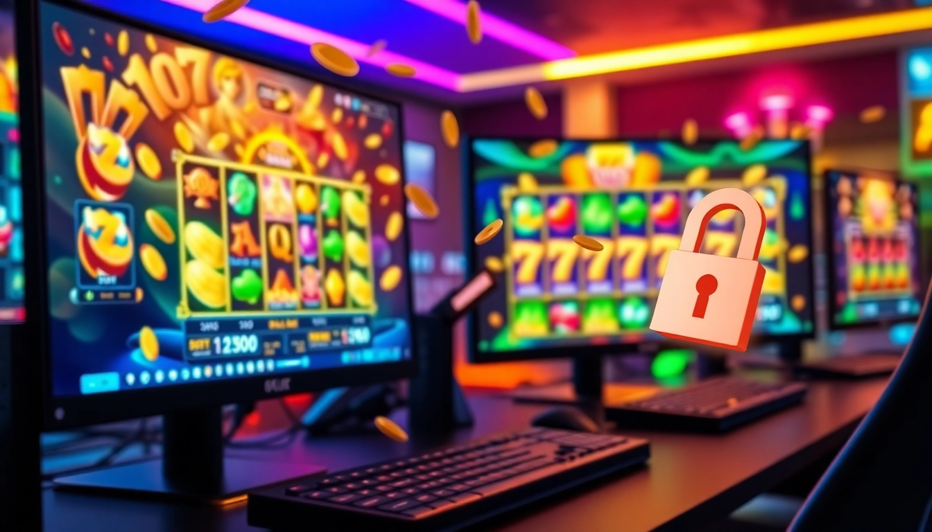 Experience the thrill of slot gaming with Kode4d link, showcasing vibrant digital graphics and security elements.