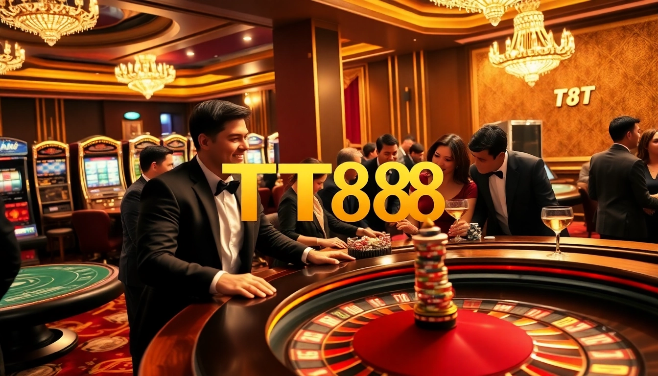 Players enjoy the excitement of TT88 casino games with vibrant slots and poker tables.