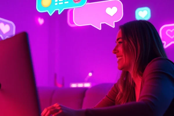 Engaging scene in a porn chat room showcasing lively conversation and playful emojis.