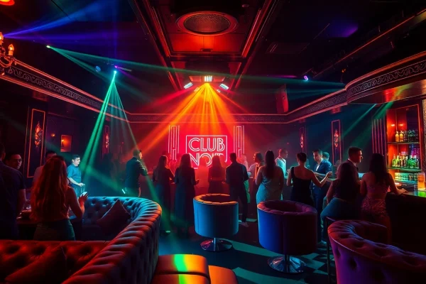Dinner sxm atmosphere at Club Noir with vibrant lighting and energetic performances.