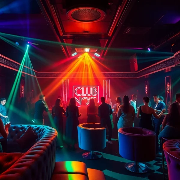 Dinner sxm atmosphere at Club Noir with vibrant lighting and energetic performances.