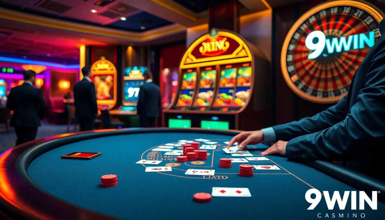 Engaged players at a 9WIN blackjack table, experiencing the thrill of professional gambling.