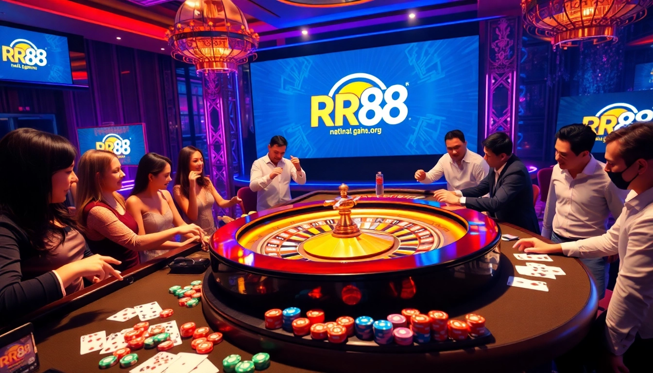 Players enjoying their gaming experience at Nhà cái RR88's luxurious casino table.