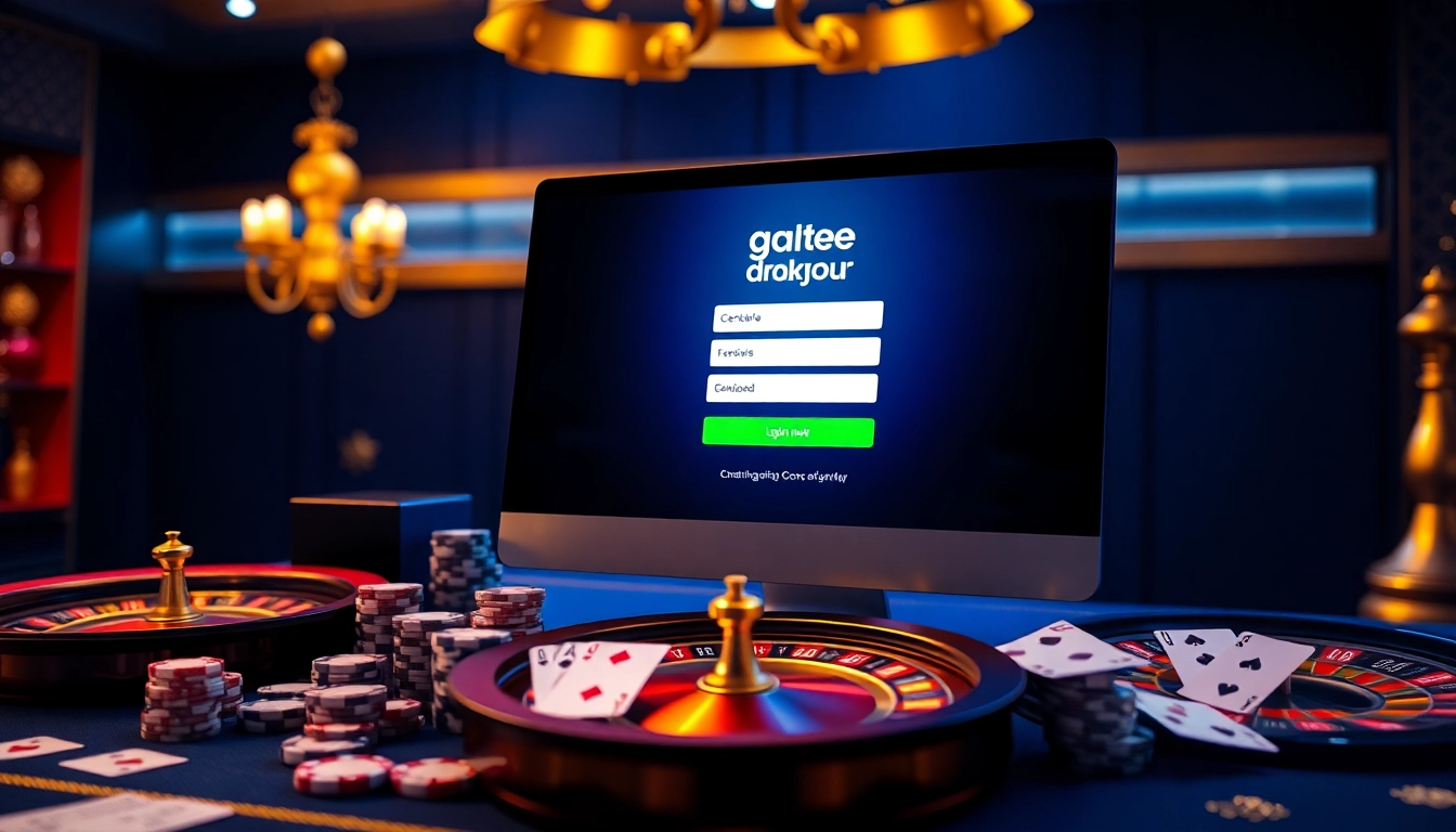 Engaging visual of doaslot login interface surrounded by luxurious casino elements.