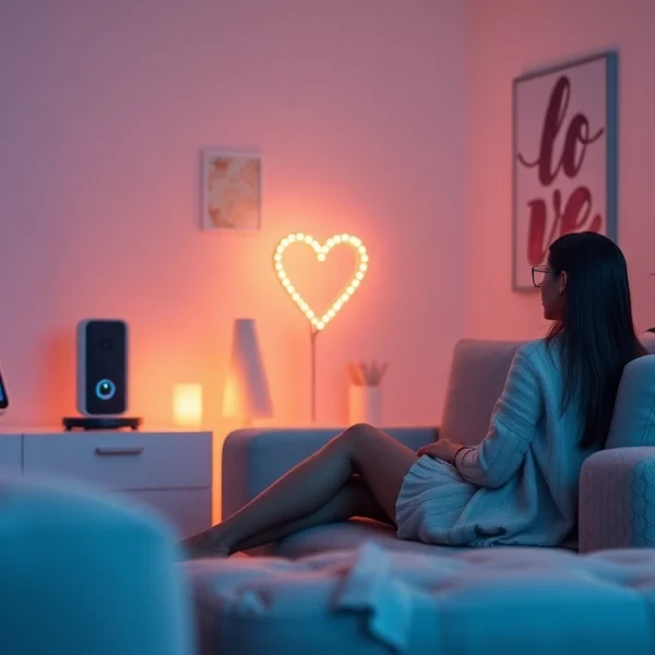 Engaging scene showcasing the integration of sex AI in an intimate modern setting, emphasizing connection and technology.