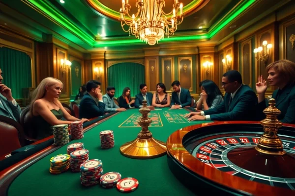 Experience the thrill of 'febet' poker with luxurious chips and vibrant casino atmosphere.