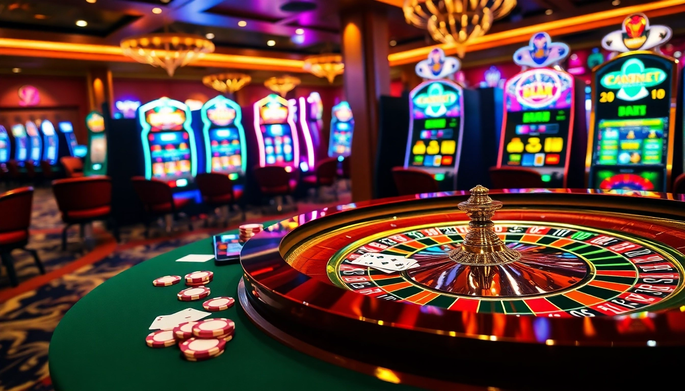 Enjoy the excitement of gambling at https://gg88.black/ with an elegant casino scene featuring roulette and poker elements.