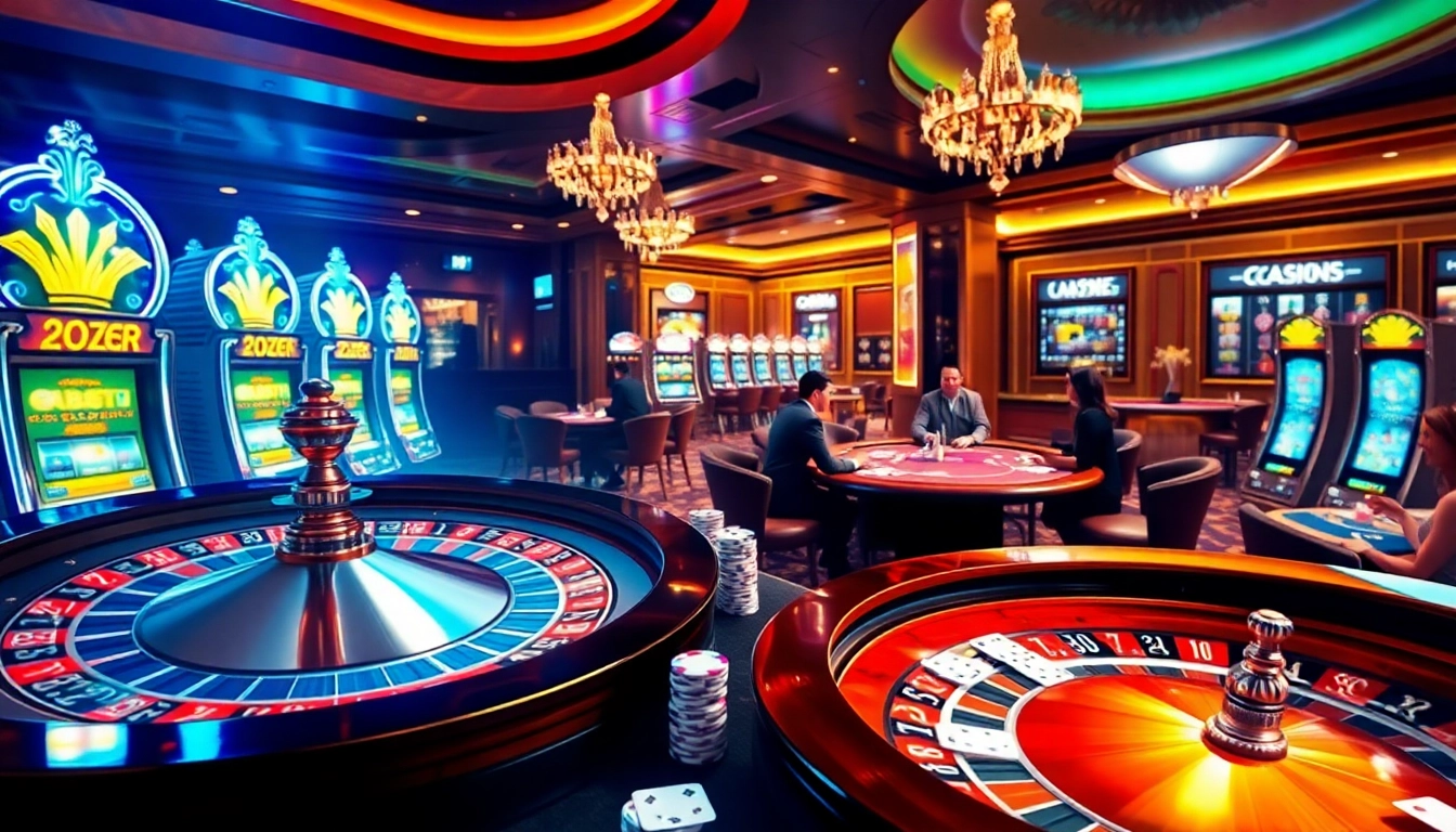 Experience the excitement of rr88 com with vibrant casino tables and spinning roulette wheels.