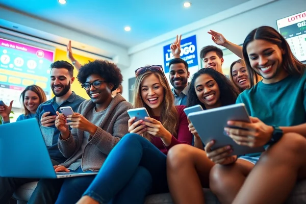 Excited players celebrating their wins while checking the 92 lottery results online.