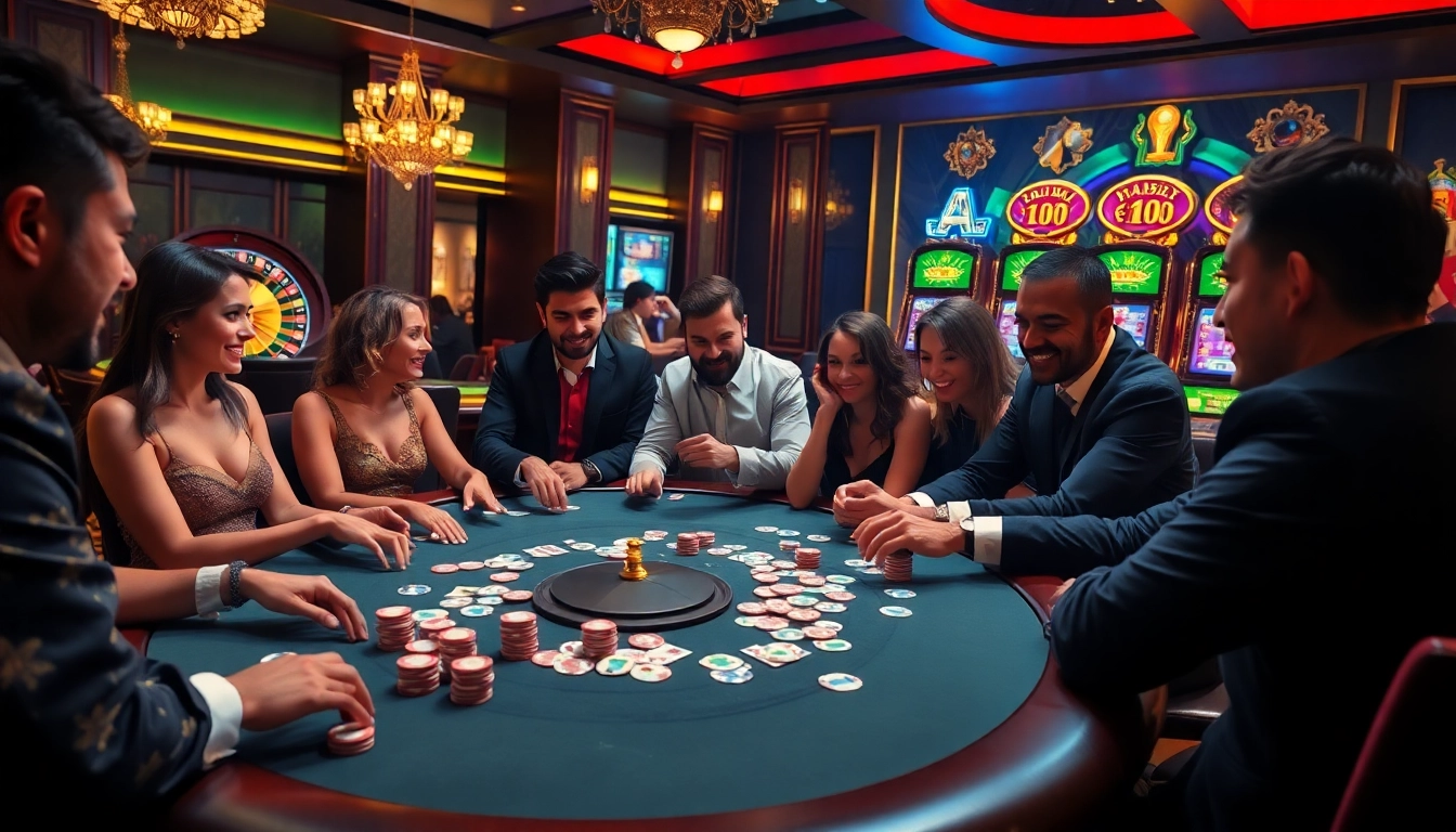Experience thrilling gameplay with sumvip com at an elegant poker table in a vibrant casino setting.