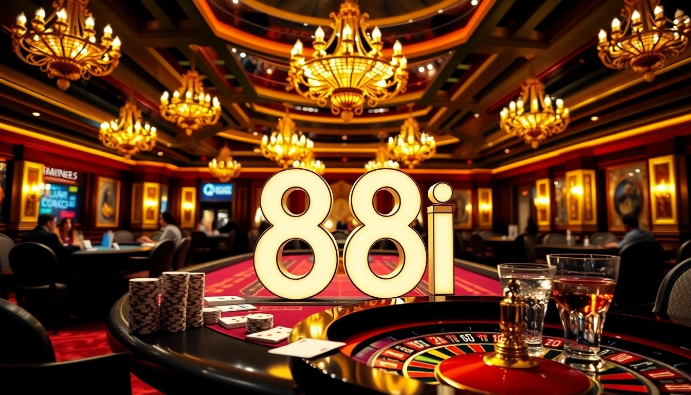 Engaging casino scene featuring the logo 88i on a luxurious blackjack table.