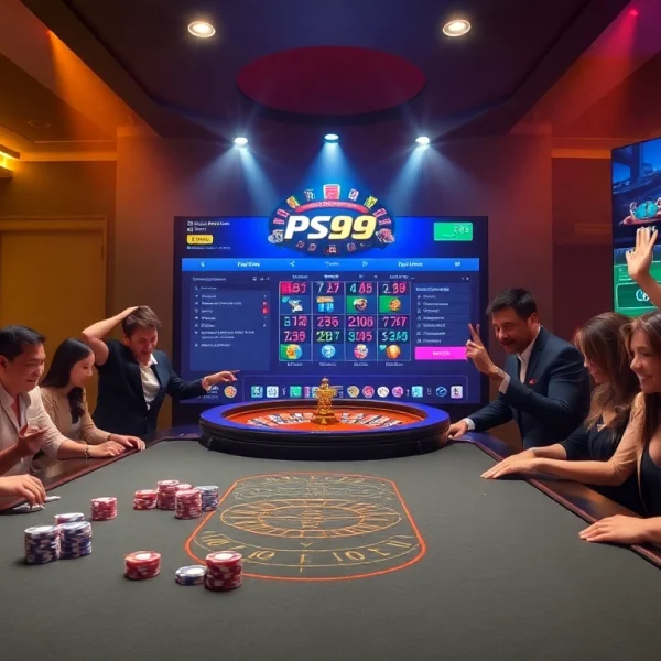Experience the excitement at trang chủ PS99 with a lively online casino scene showcasing gambling interactions and interfaces.
