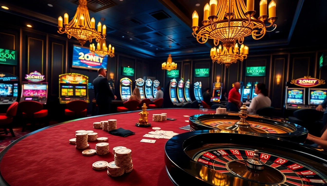 Engaged players winning at the luxurious KJC casino tables featuring high stakes and excitement.