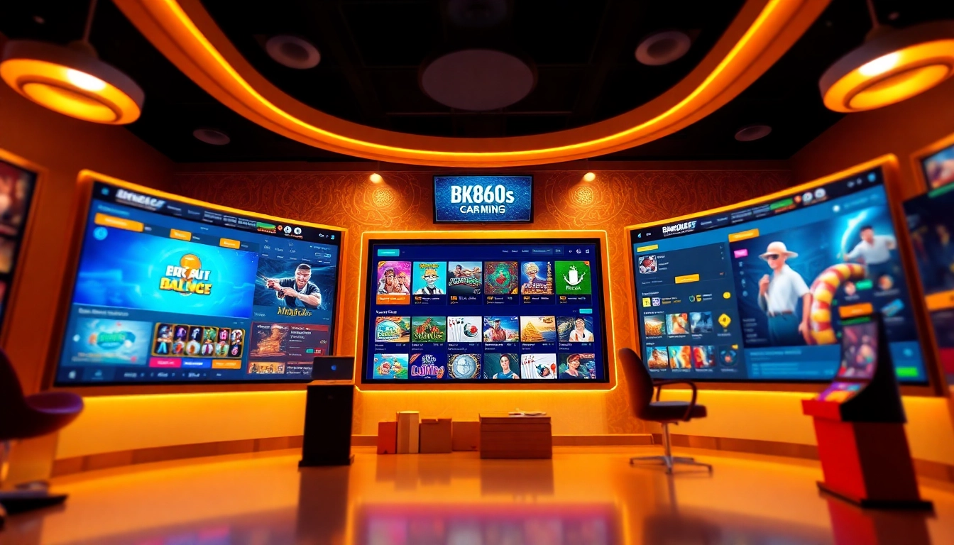 Engaging digital artwork illustrating the vibrant interface of bk860s.com featuring exciting casino games and promotions.