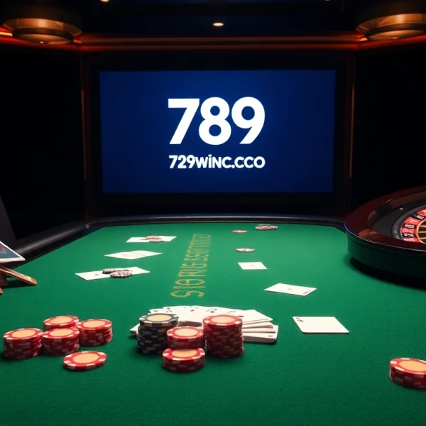 Engaging online gambling scene with casino elements and 789winco com branding.