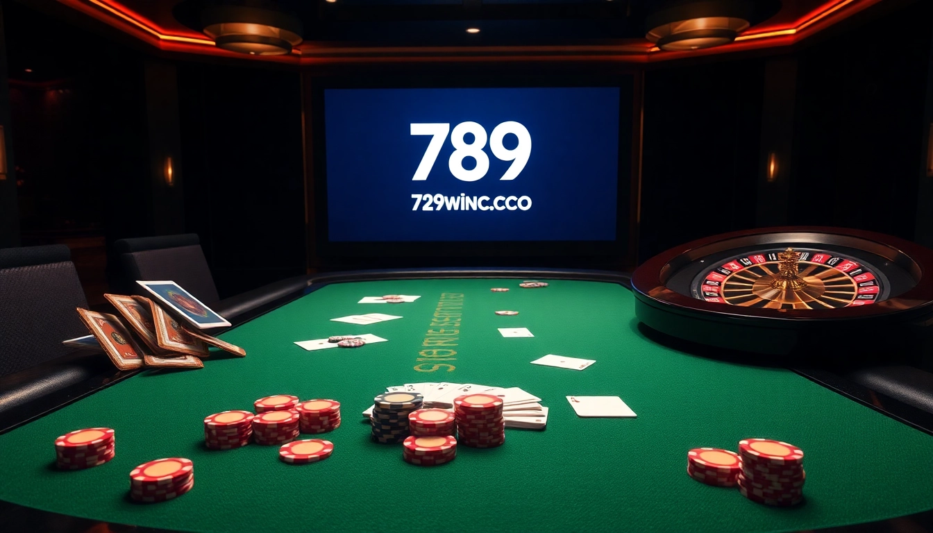 Engaging online gambling scene with casino elements and 789winco com branding.