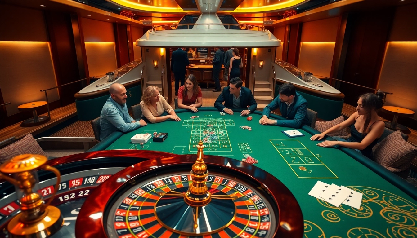 SX88 offers a vibrant atmosphere of high-stakes gambling with roulette wheels and poker chips.